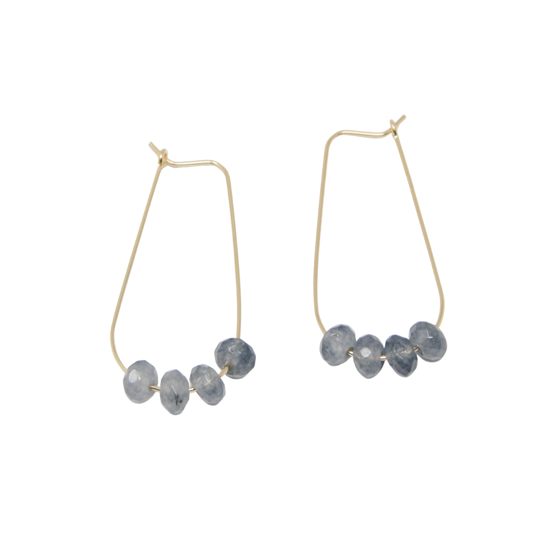 Navy Oval Drop Earrings