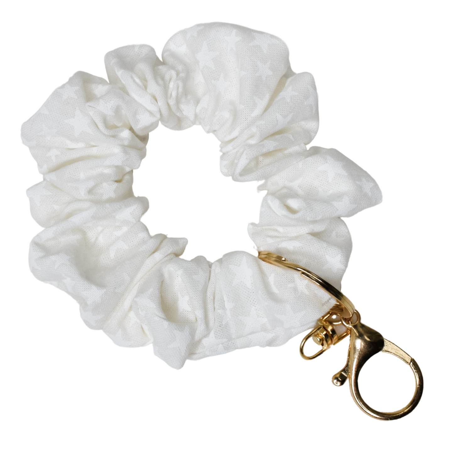 White Stars Scrunchie Key Chain