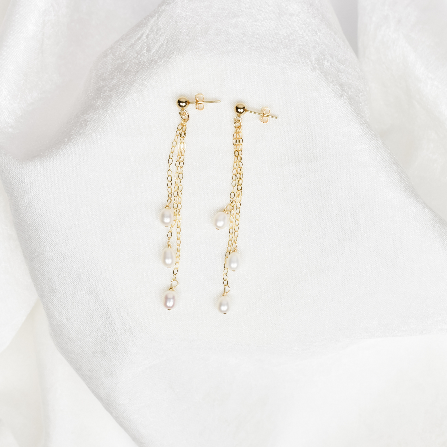 Pearl Chain Drop Earrings