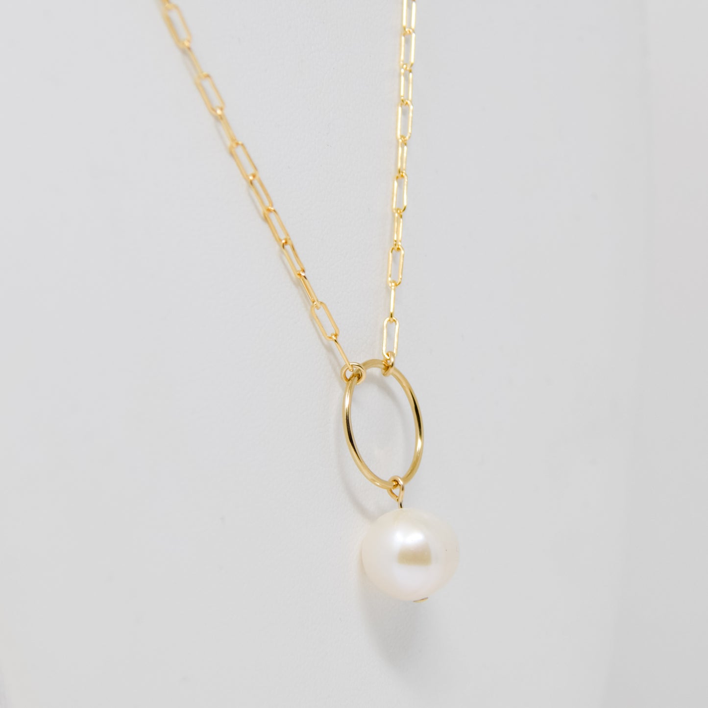 Paperclip, Pearl, & Circle Necklace