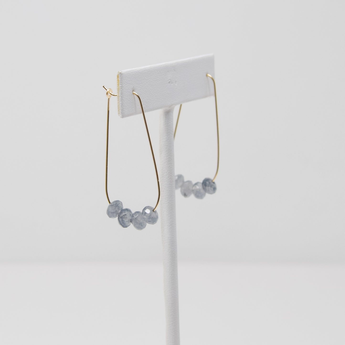 Navy Oval Drop Earrings