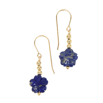 Lapis Flower Drop Earrings