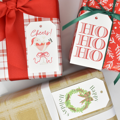 HO HO HO Pattern Gift Tags