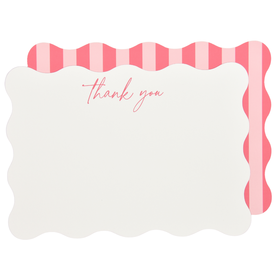 Pink Stripe Thank You Cards