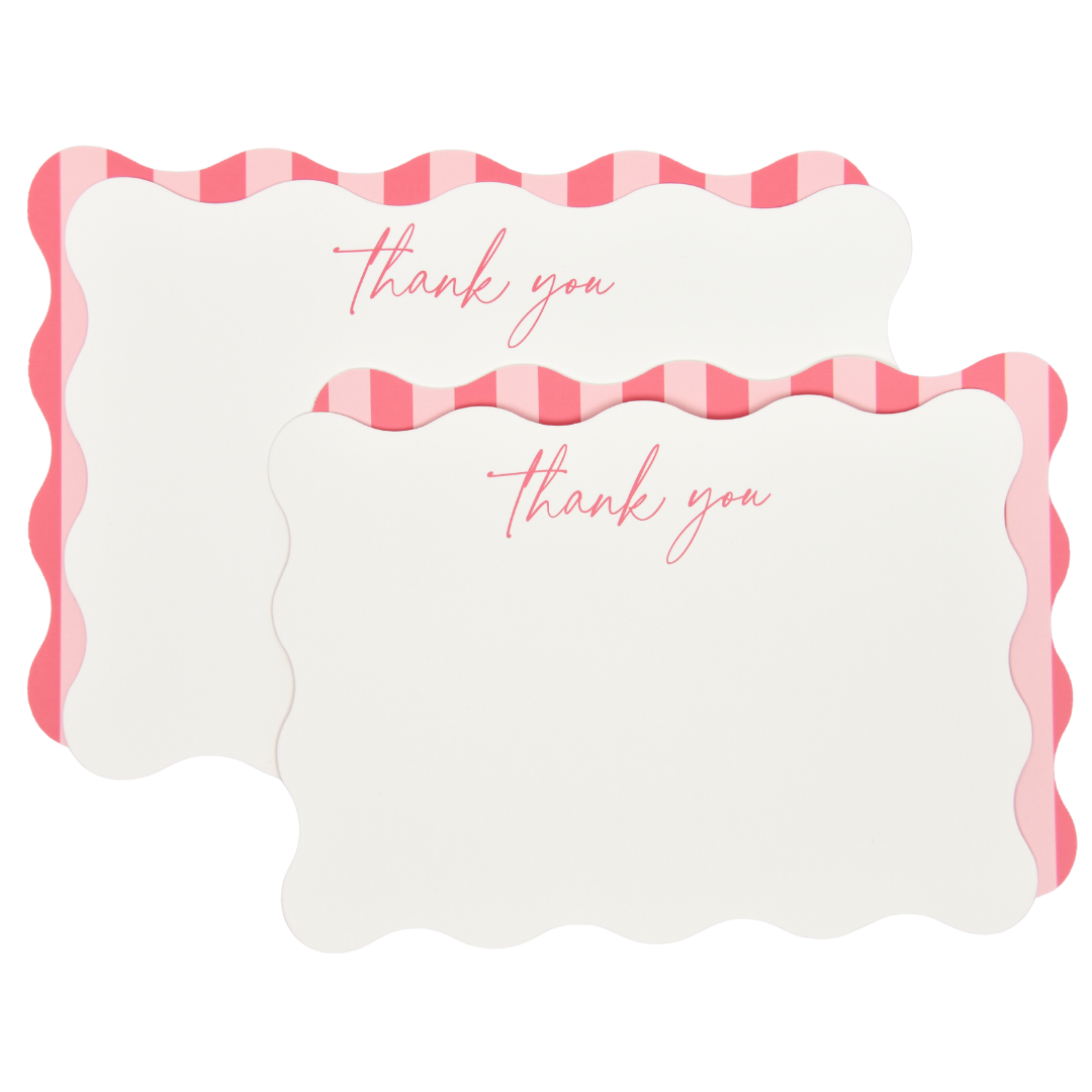 Pink Stripe Thank You Cards