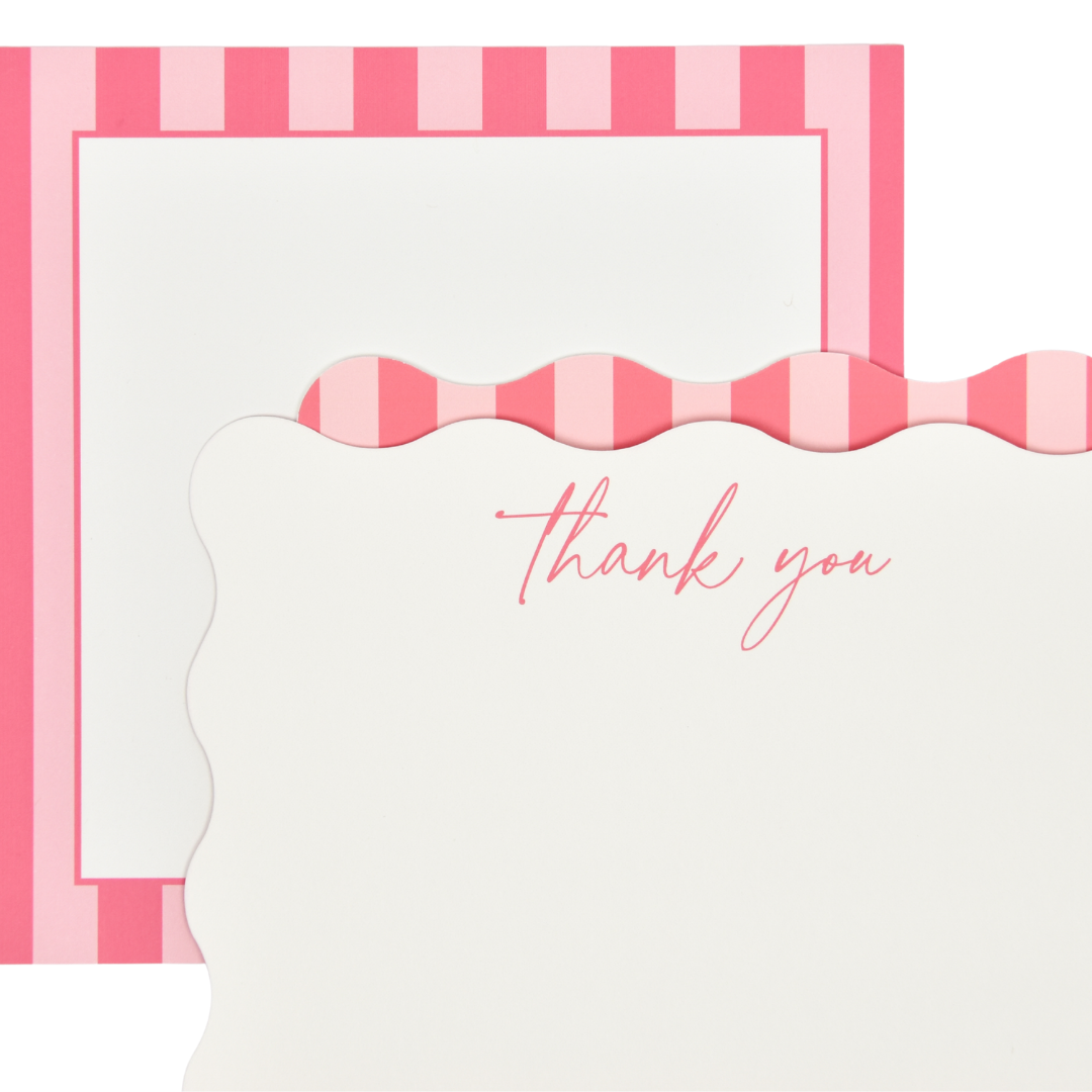 Pink Stripe Thank You Cards