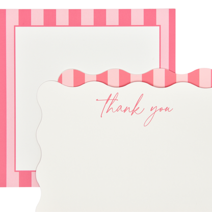Pink Stripe Thank You Cards
