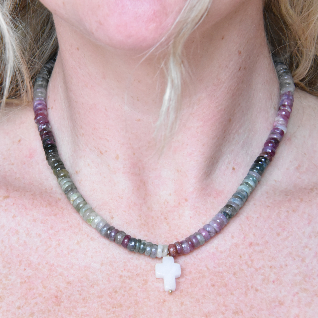 Watermelon Cross Necklace