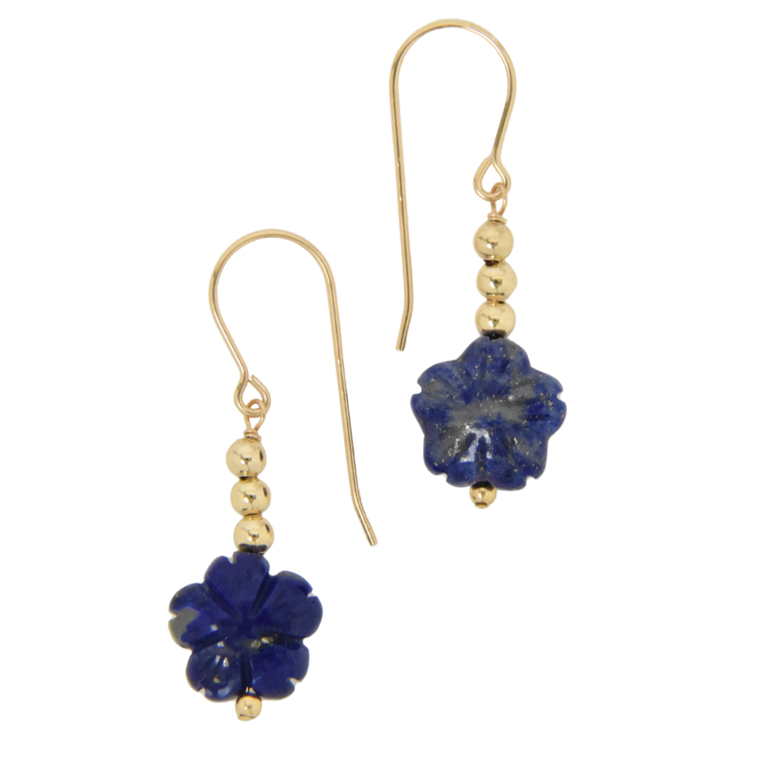 Lapis Flower Drop Earrings