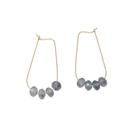 Navy Oval Drop Earrings