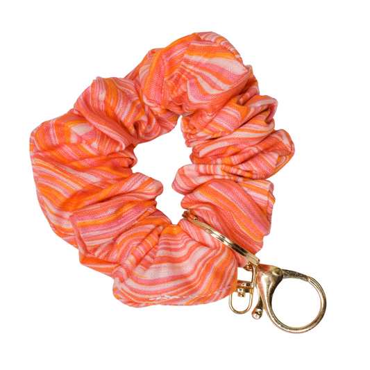 Orange Tie-Dye Scrunchie Key Chain