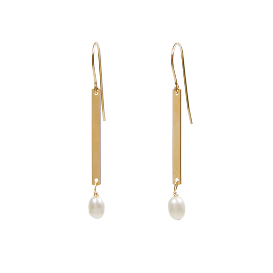 Bar and Pearl Earrings