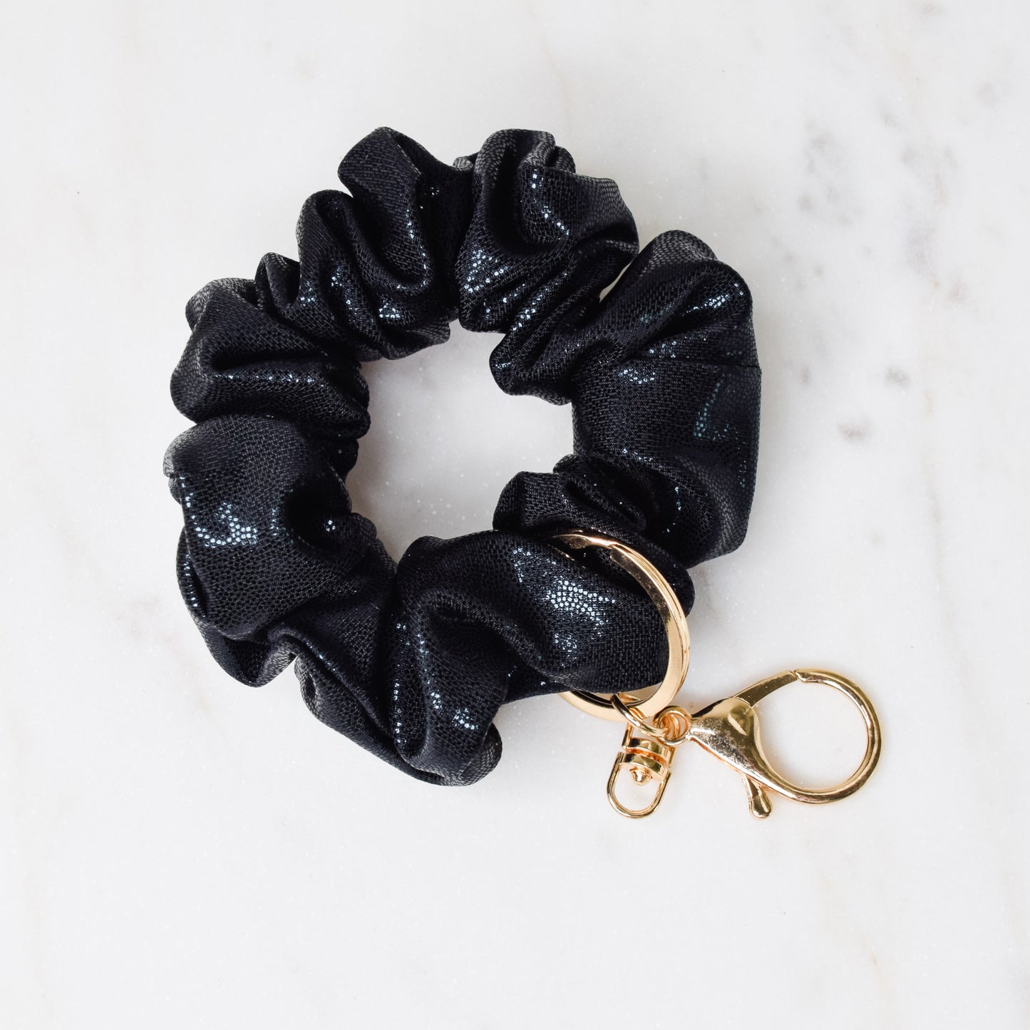 Black Shimmer Scrunchie Key Chain