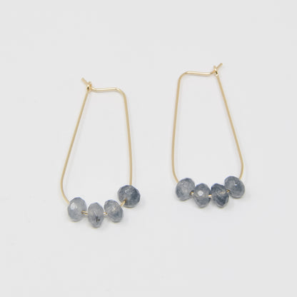 Navy Oval Drop Earrings