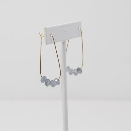 Navy Oval Drop Earrings