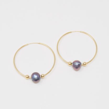 Classic Navy Pearl Hoop
