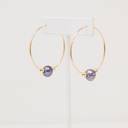 Classic Navy Pearl Hoop