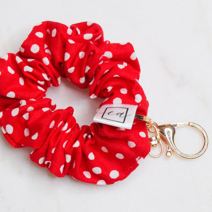Red Polka Dot Scrunchie Key Chain