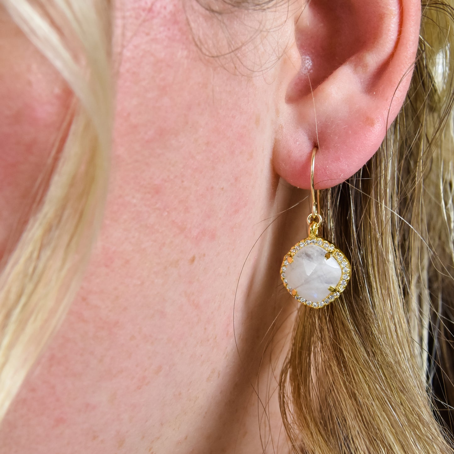 Moonstone Bezel Earrings