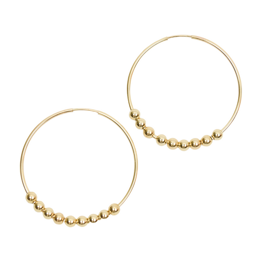 Golden Beaded Hoops